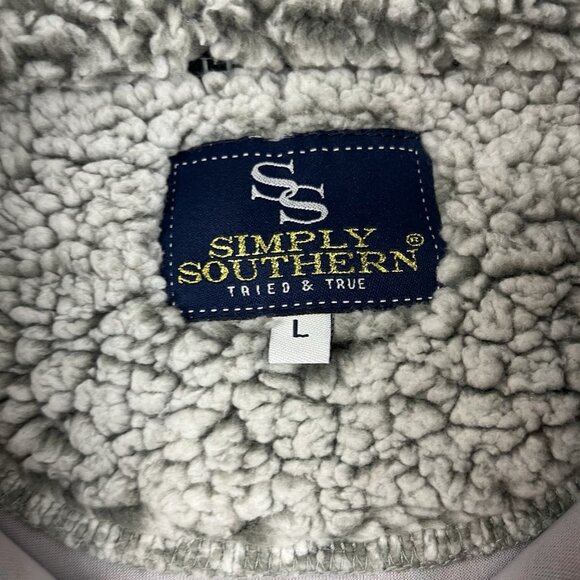 Simply Southern Fleece Sherpa Pullover Women Sz Large Aztec Fair Isle 1/4 zip - Picture 4 of 7